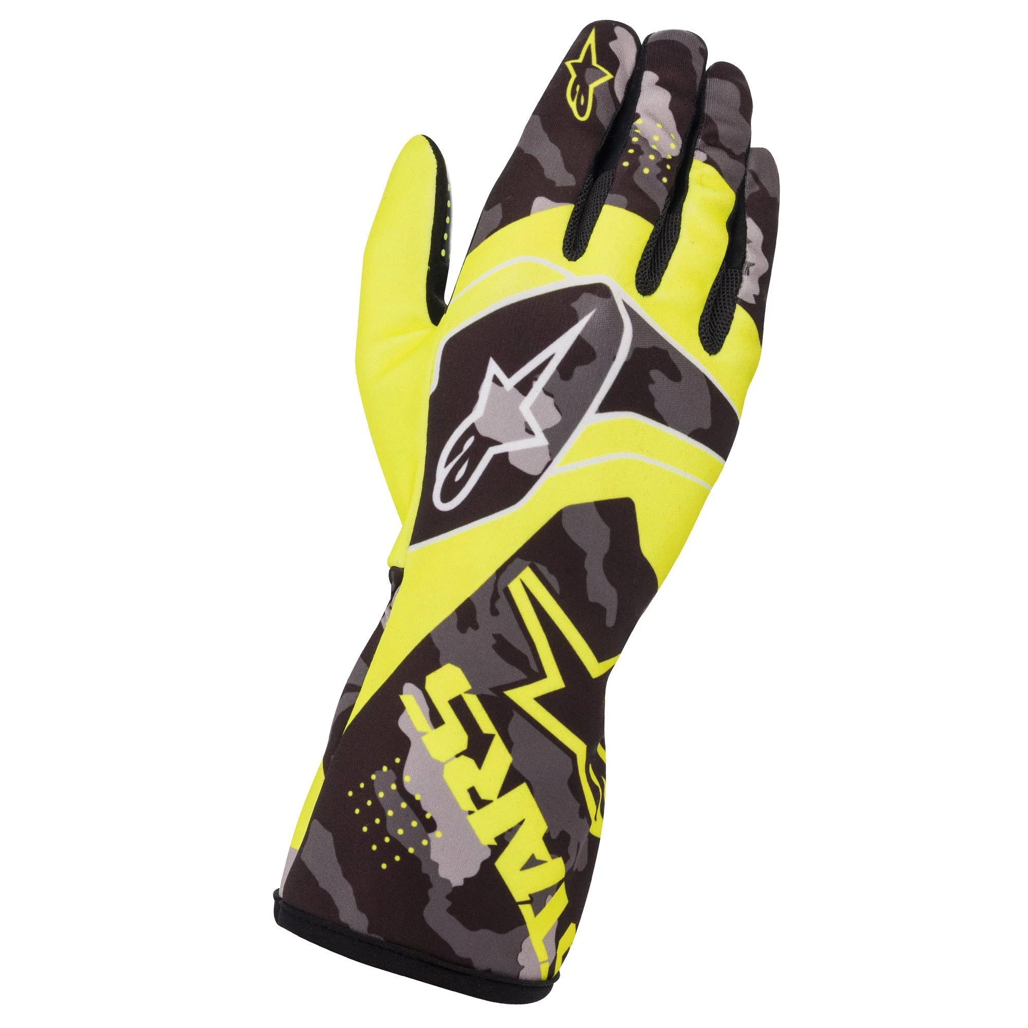 Alpinestars Tech-1 K Race V2 Camo Gloves Yellow Fluorescent Black / S
