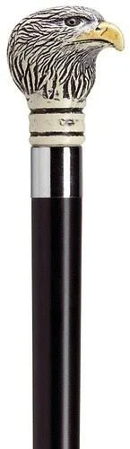 Eagle Head Scrimshaw Black Walking Cane