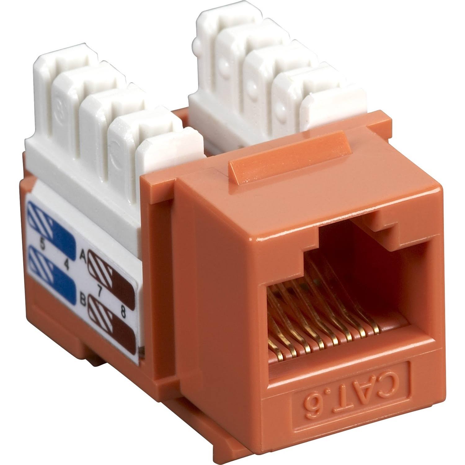Black Box Cat6 Value Line Keystone Jack, Orange, 25-Pack