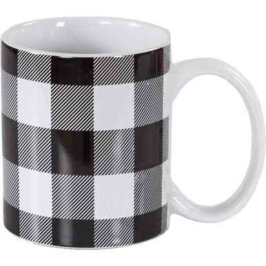 Black Buffalo Plaid Mugs - Set of 4, Black Forest Decor