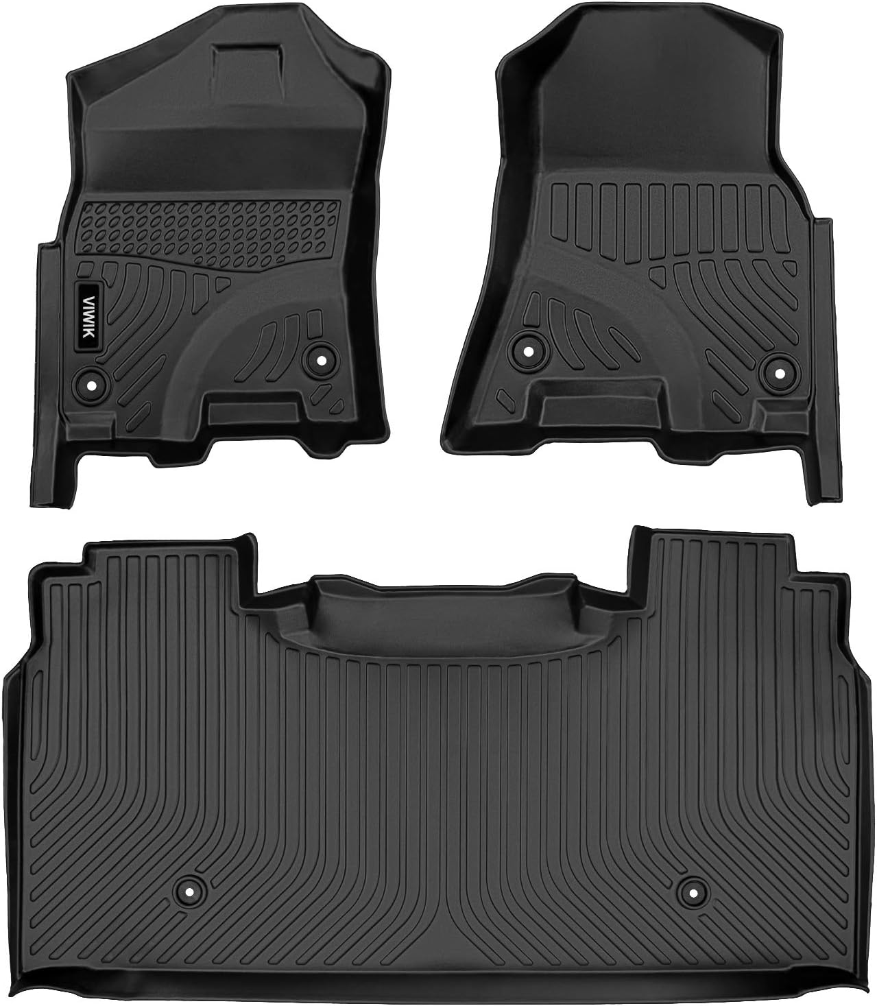 VIWIK Floor Mats for 2019 2020 2021 2022 Ram 1500 Crew Cab with Under-seat Storage Box (NOT for Classic), Car Mats All Weather Custom Floor Liners Front & 2nd Row, Automotive Floor Mats TPE Black