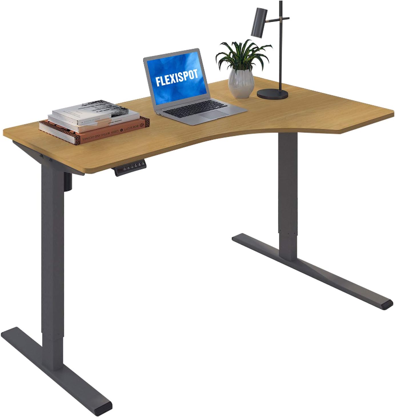 Flexispot EF1L L-Shaped Electric Standing Desk Height Adjustable Desk 55 Inch Electric Sit Stand Desk with Splice Board for Home Office Game Workstation (Black Frame + 55 in Black Top)