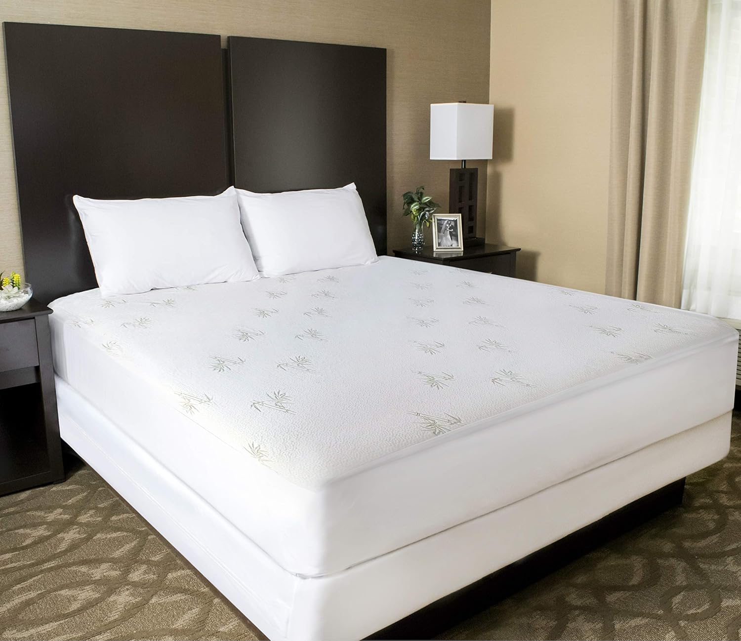 King Size Bamboo Mattress Protector - Waterproof Fitted Sheet Mattress Cover Hypoallergenic Premium Quality Soft Pad Protects from Dust Allergies Pack of 2