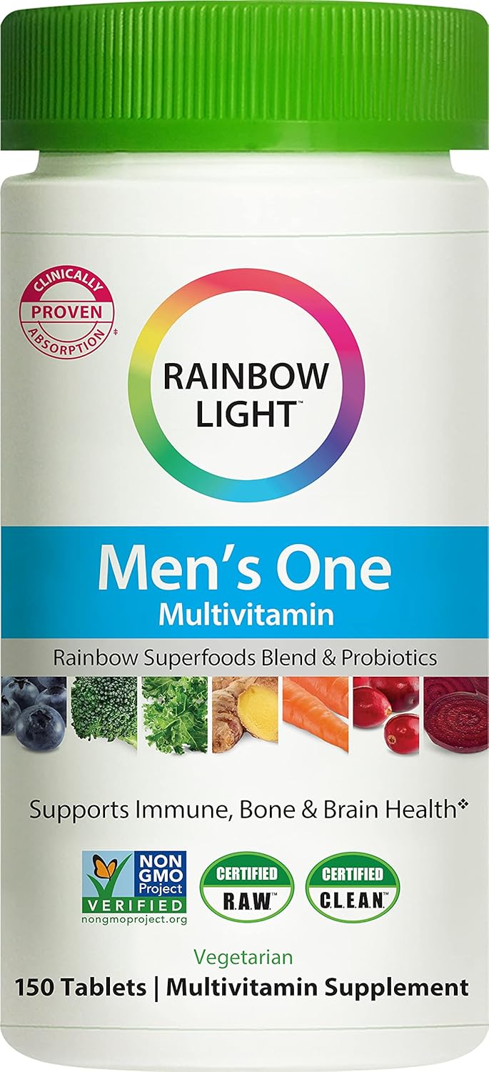 Rainbow Light Men’s One Multivitamin – High Potency with Vitamin C, D & Zinc for Immune Support, Non-GMO, Vegetarian – 150 Tablets (5 Month Supply) Pack of 2