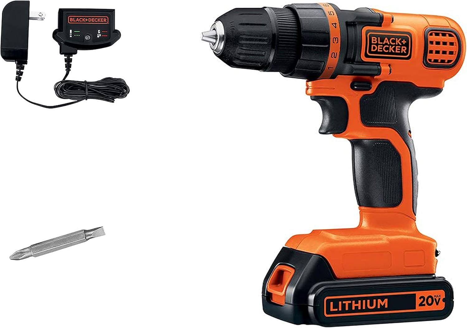 BLACK+DECKER 20V MAX* Cordless Drill / Driver, 3/8-Inch (LDX120C) Pack of 2