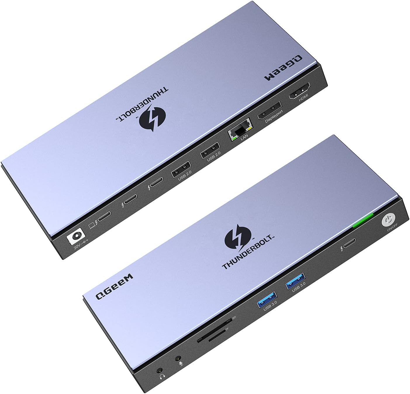 Thunderbolt 4 Docking Station, QGeeM 16-in-1 Quadruple Display Docking Station 4K or Single 8K Video Output USB C Hub Compatible with MacOS & Windows,Thunderbolt 3 Dock