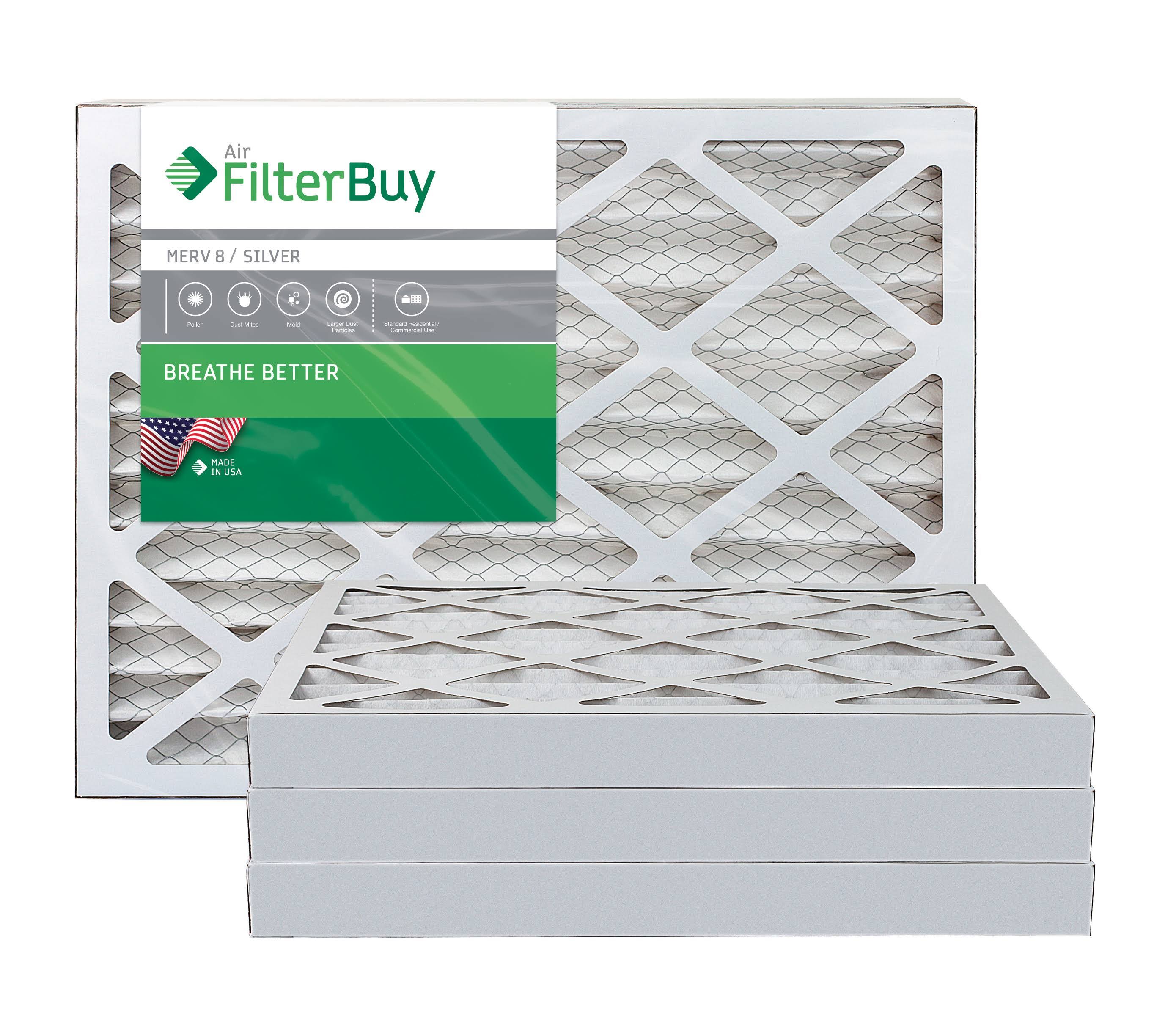 AFB Silver MERV 8 16x30x2 Pleated AC Furnace Air Filter. Pack of 4 Filters. 100% produced in The USA.