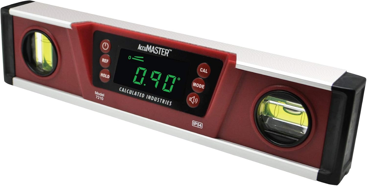 Calculated Industries 7210 AccuMASTER PRO Digital Torpedo Level and Protractor | 10&rdquo; Inch | Neodymium Magnets | Bright LED Display | IP54 Dust/Water Resistant