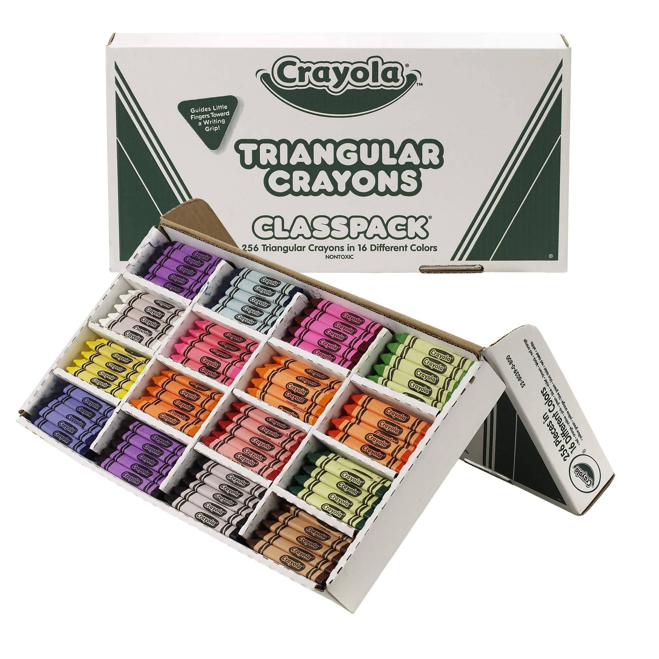 Crayola Triangular Crayon Classpack, 16 Assorted Colors, 256 Count
