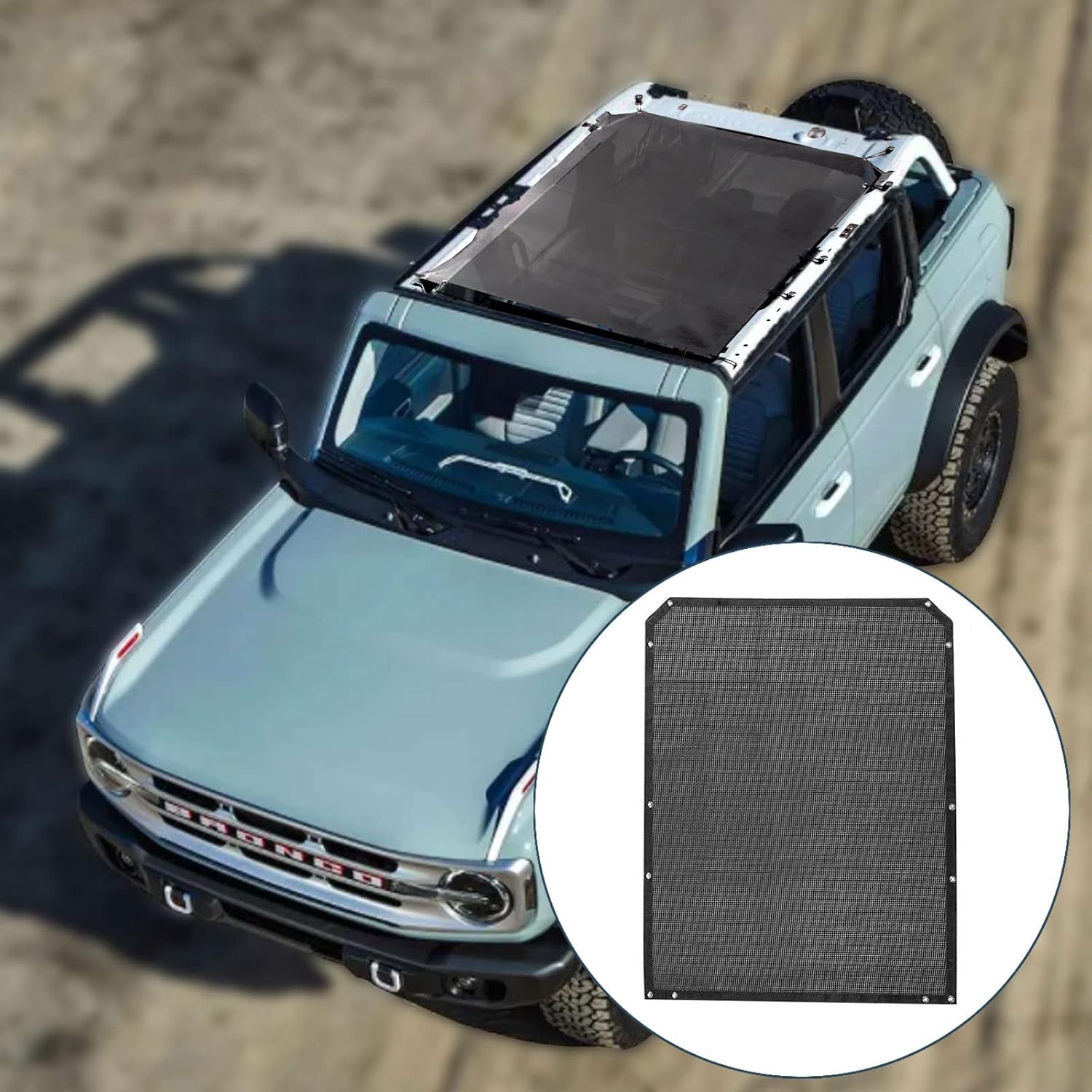 Ford Bronco Sun Shade Mesh, Cartaoo Front and Back Sunshade Blocks UV, Noise - Bikini Top, Compatible with 2021 2022 Ford Bronco Accessories 4 Door