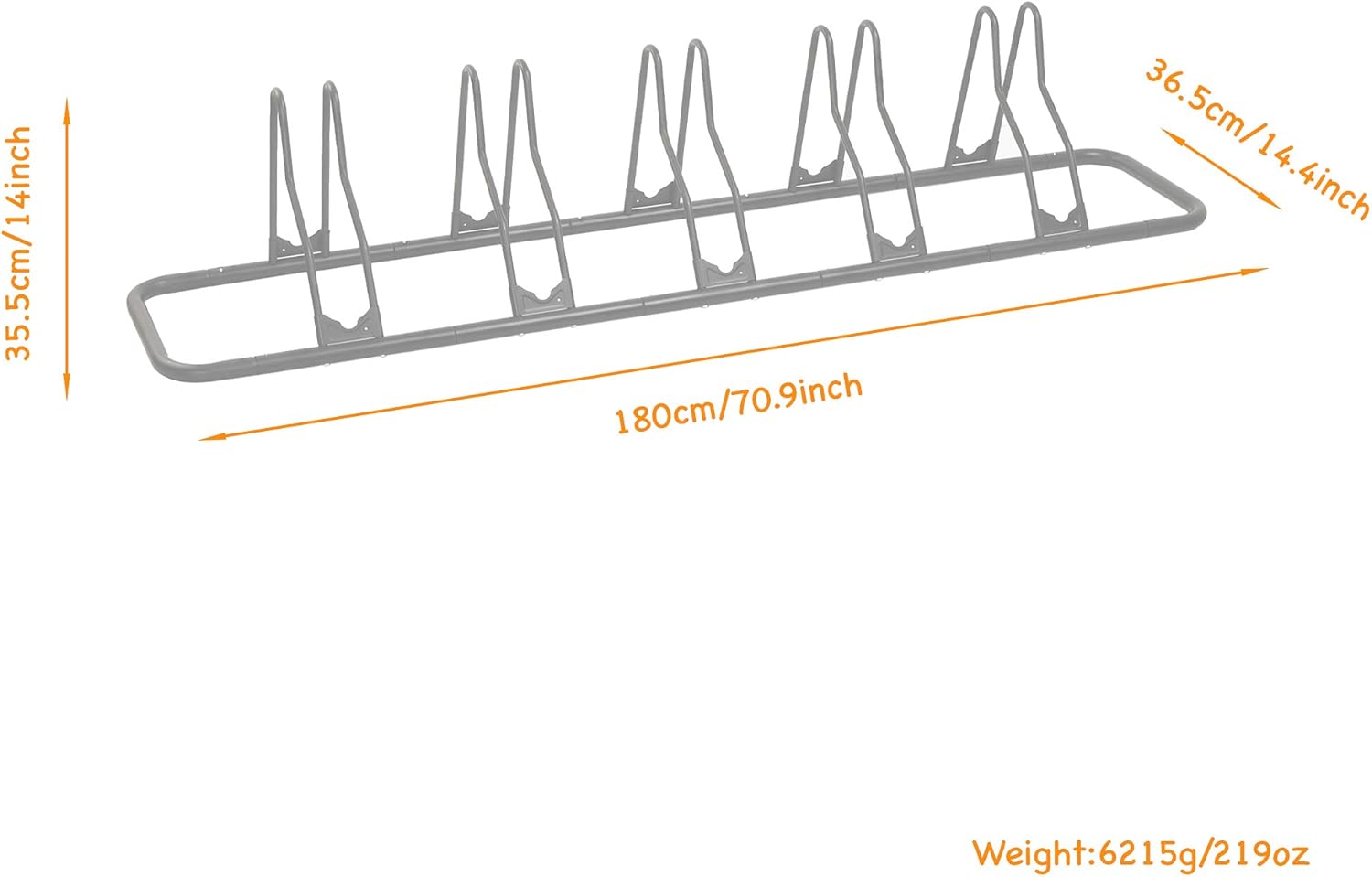 CyclingDeal 5 Bicycle Floor Type Parking Rack Stand - for Mountain MTB and Road Bike Indoor Nook Garage Storage - 5 Bikes