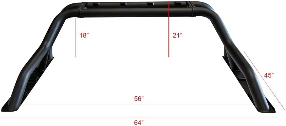 Armordillo USA 7180345 CR1 Chase Rack for Mid Size Trucks, Matte Black