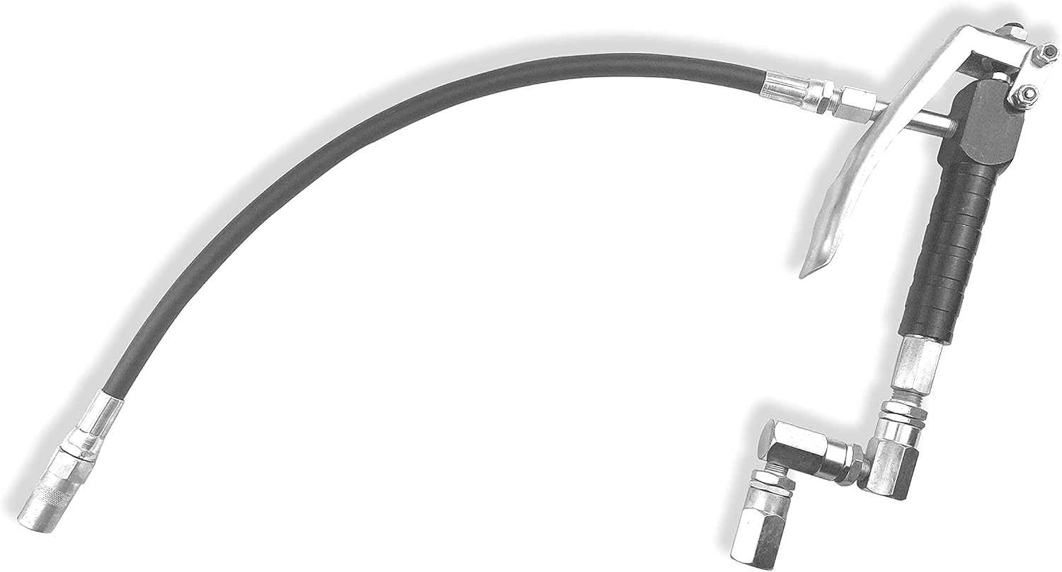 Wolflube Grease Control Handle Valve - for Grease Pump, Heavy Duty High Pressure 7,500 PSI W.P, 1/4 inch NPT(f) Inlet Thread, 18 inches Flexible spout with 4 Jaws Coupler, with 360 Degree Z Swivel Pack of 2