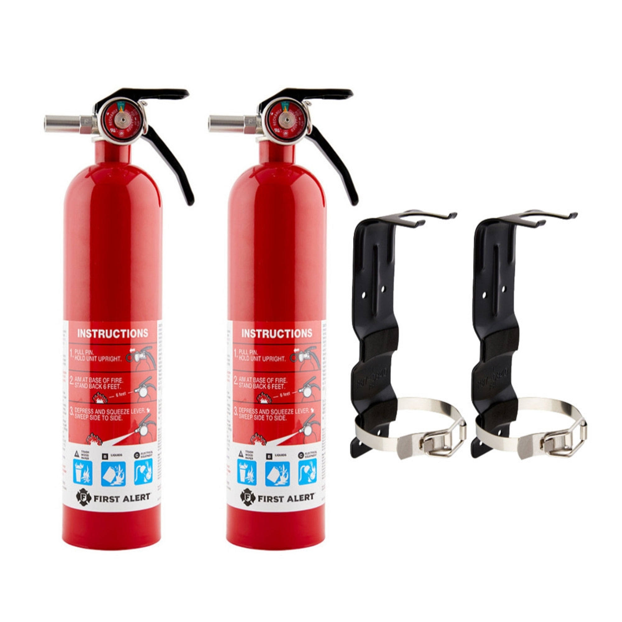 First Alert Home1 ABC 2.5 Pound Rechargeable Fire Extinguisher with Brackets (2)
