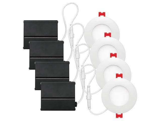Globe Electric 3x22 LED Integrated Ultra Slim Recessed Lighting Kit 4-Pack, 6 Watts, Energy Star, IC Rated, Dimmable, Wet Rated,