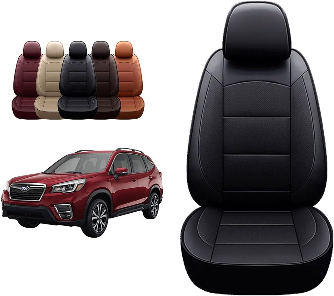 OASIS AUTO 2009-2022 Forester Custom Fit Leather Seat Covers (2019-2023 Forester, Black)