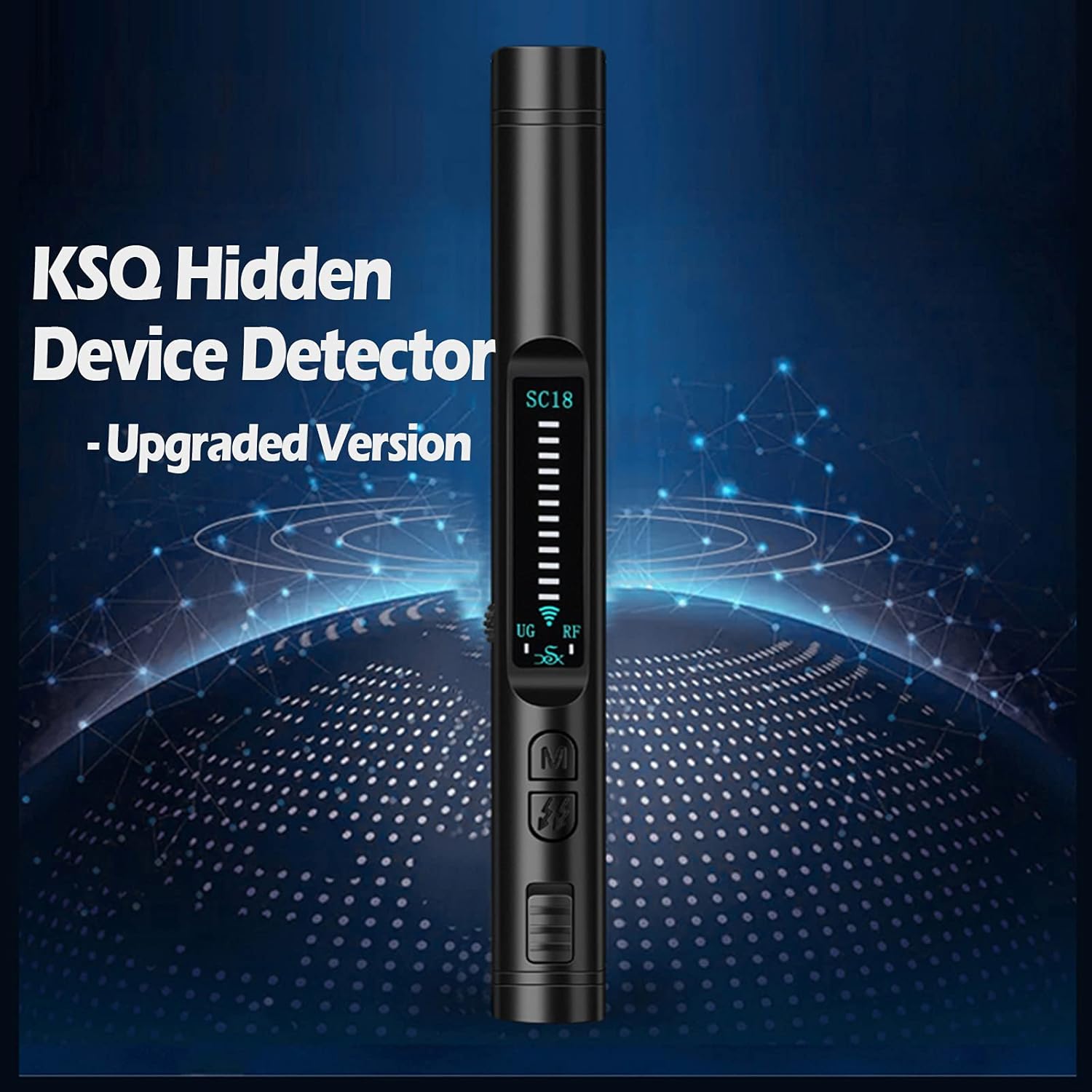 KSQ Hidden Device Detector, Upgraded Bug Detector Finder, Portable RF Detector 12-Level Sensitivity Modes, Auto Hidden Camera Detector Privacy Protection for Office, Hotel & Travel Pack of 2