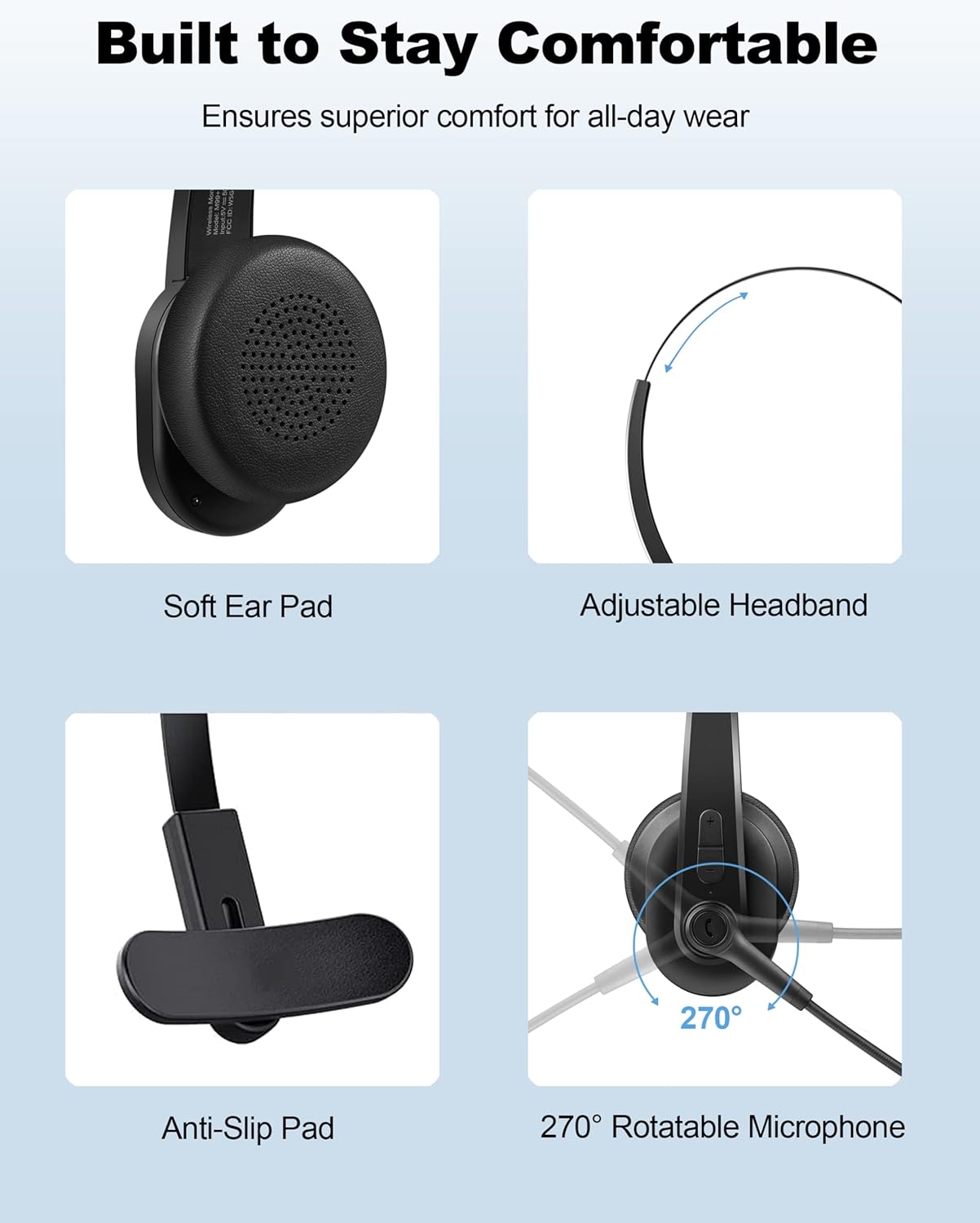 Bluetooth Headset, Sarevile Trucker Headset with Upgraded Microphone Noise Canceling, Wireless headset with Adapter for Office Meeting, Widely Compatible to connect to your Computer And Phone. (Black) Pack of 2