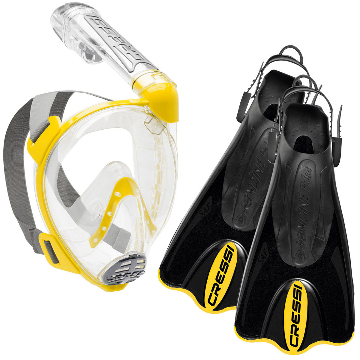 Cressi Duke Full Face Mask Palau SAF Fins Package Small/Medium Medium/Large MASK:M/L - FINS:S/M
