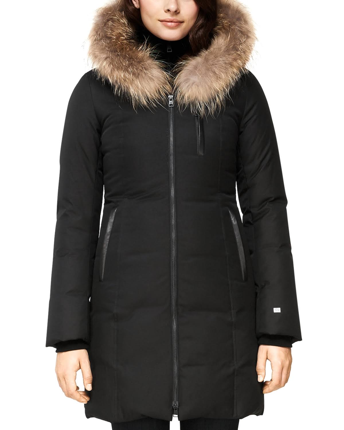 Soia & Kyo Christy Fur Trim Brushed Down Coat - Black