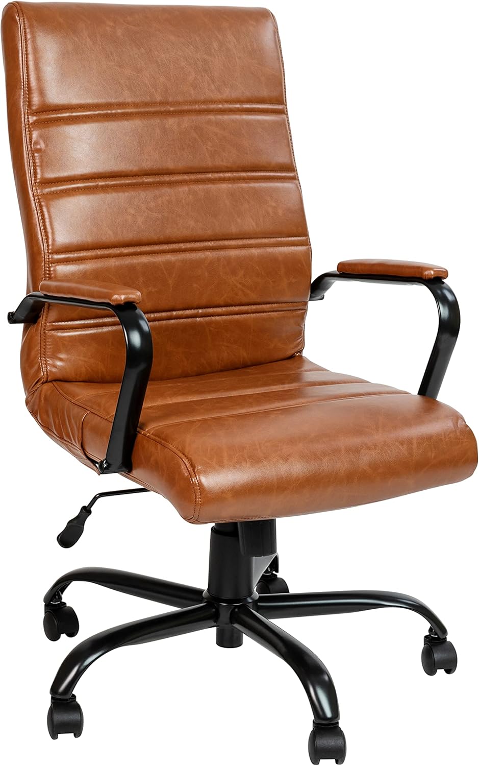 Flash Furniture High Back Desk Chair - Brown LeatherSoft Executive Swivel Office Chair with Black Frame - Swivel Arm Chair