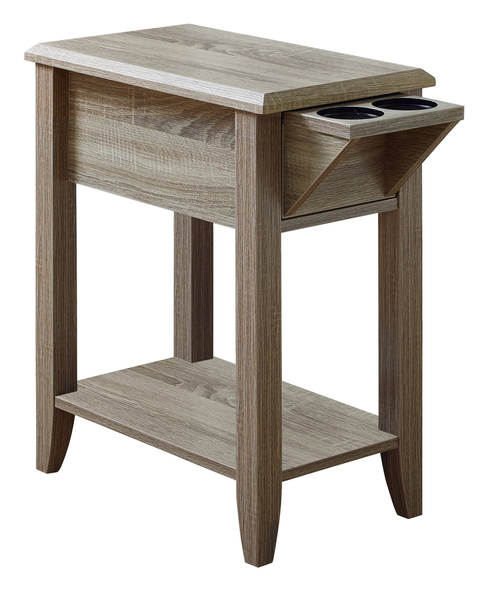 Monarch Accent Table - 24x22H - Dark Taupe with A Glass Holder