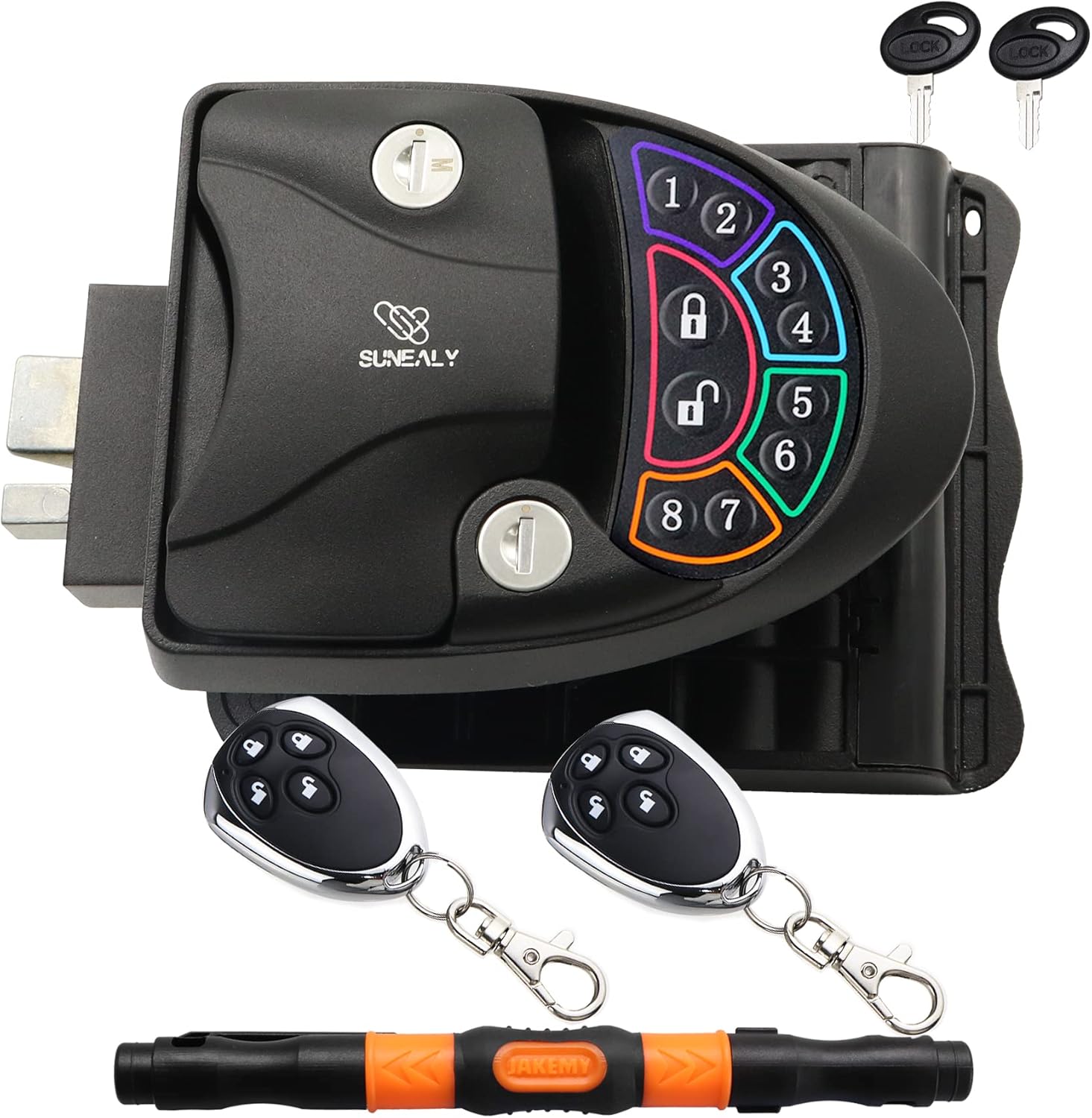 RV Keyless Entry Door Lock 2021 RV Door Lock/Metal Rv Door Lock w/ 2 Fobs and Backlit Keypad/Protective Gasket, Screwdriver & 2 Keys for 5th Wheel Bumper Pull Horse Camper 2.75