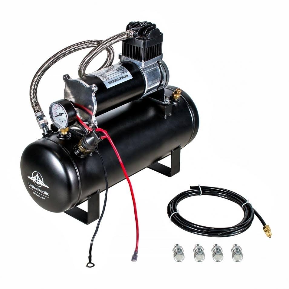 United Pacific Competition Series Heavy Duty 12V 140 PSI Air Compressor u0026 Tank Kit, Model 46154