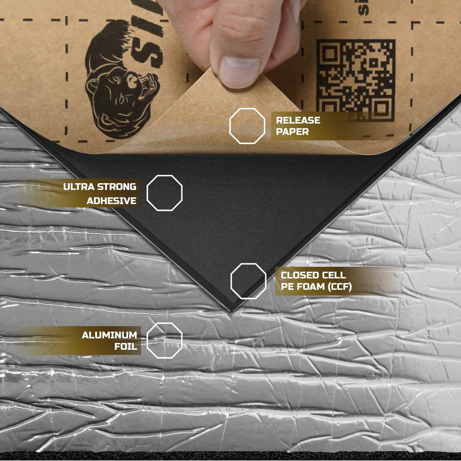 Siless Liner 314 mil 18 sqft Aluminum Foil Finish Car Sound Deadening & Heat Insulation Closed Cell Foam - PE Foam Sound Deadener Pack of 2