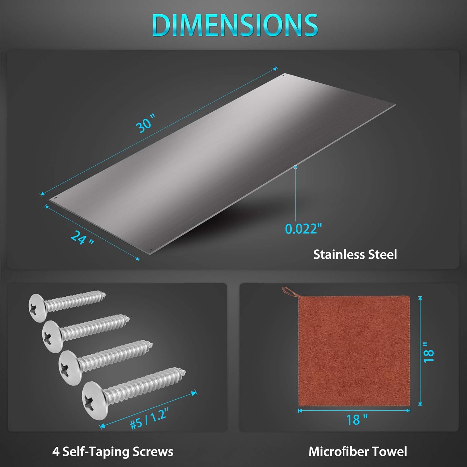 Stainless Steel Backsplash Range Hood Wall Shield for Kitchen - 24 x 30 Inch - Four Pre Drilled Holes, Hanging Hardware and Cleaning Towel Included for Easy Installation Pack of 2