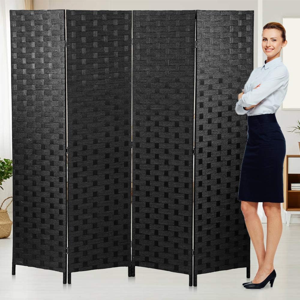 Room Dividers Privacy Screen Room Panel Folding Screens 4 Panel Partition Wall 6FT Tall Room Divider for Living Room Bedroom Study Portable Room Seperating Home Furniture Cheap dividers,Black Pack of 2