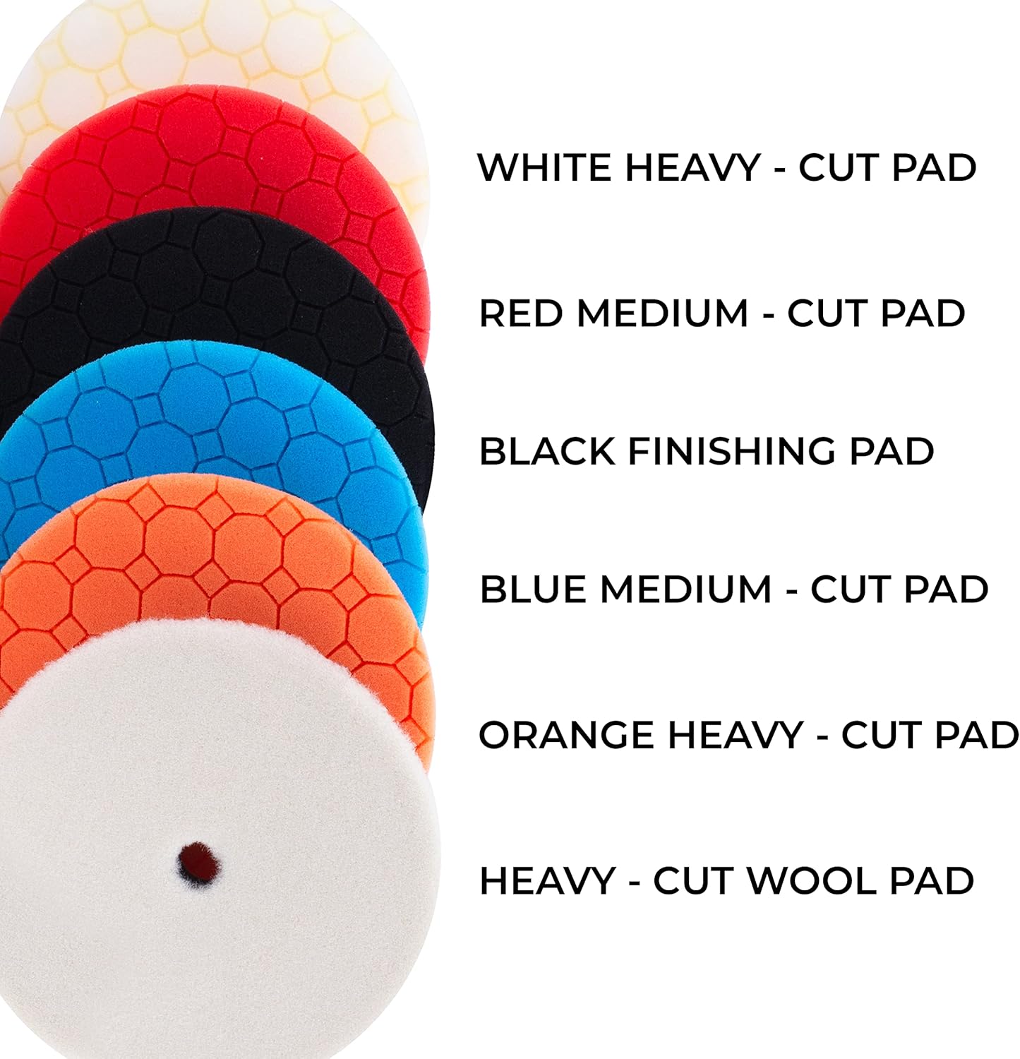 Amber & Hitch 7-inch Polishing Pad Kit - 5 Foam Buffing Pads, 1 Wool Buffer Pads, 2 Microfiber Towels, 1 Drill Adapter - Car Polisher Pads, Boat Waxing Pads Set for All Surfaces