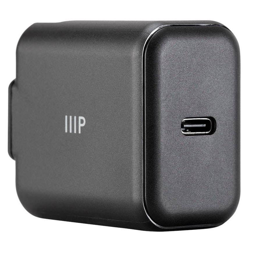 Monoprice Obsidian Speed Compact Wall Charger, 1-Port 18W Power Delivery, USB Type-C