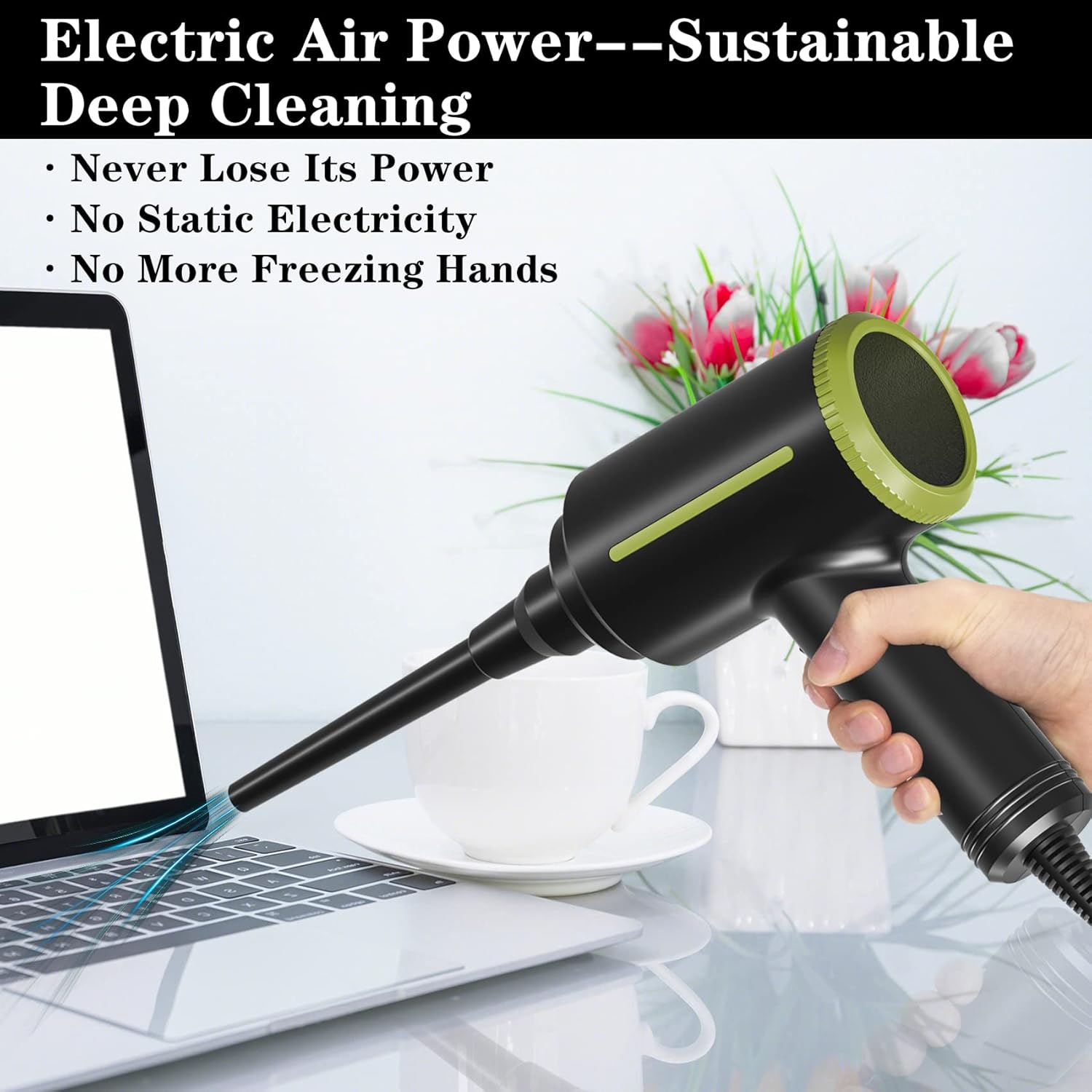 2 in 1 Compressed Air Duster , Multi-Use Electric Air Duster for Computer Keyboard Cleaning, Dust, Hairs, 2 Speed Rechargeabl Air Blower & Air Pump, Reusable Duster Replaces Compressed Air Cans… Pack of 2