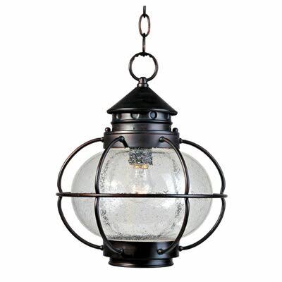 Easton Rubbed Bronze 1 -Bulb 14x22 H Outdoor Hanging Lantern Beachcrest Home