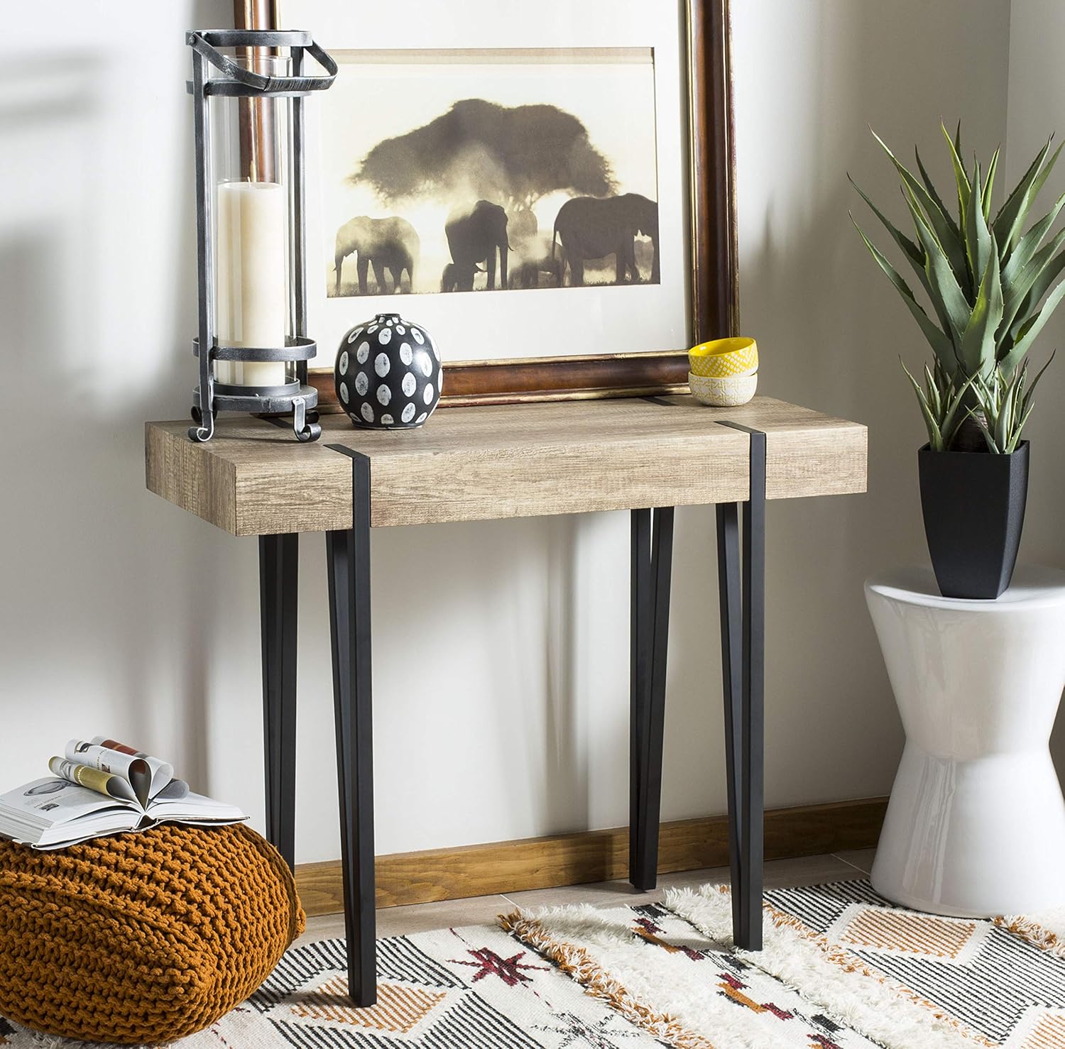 Safavieh Home Alyssa Rustic Brown and Black Console Table