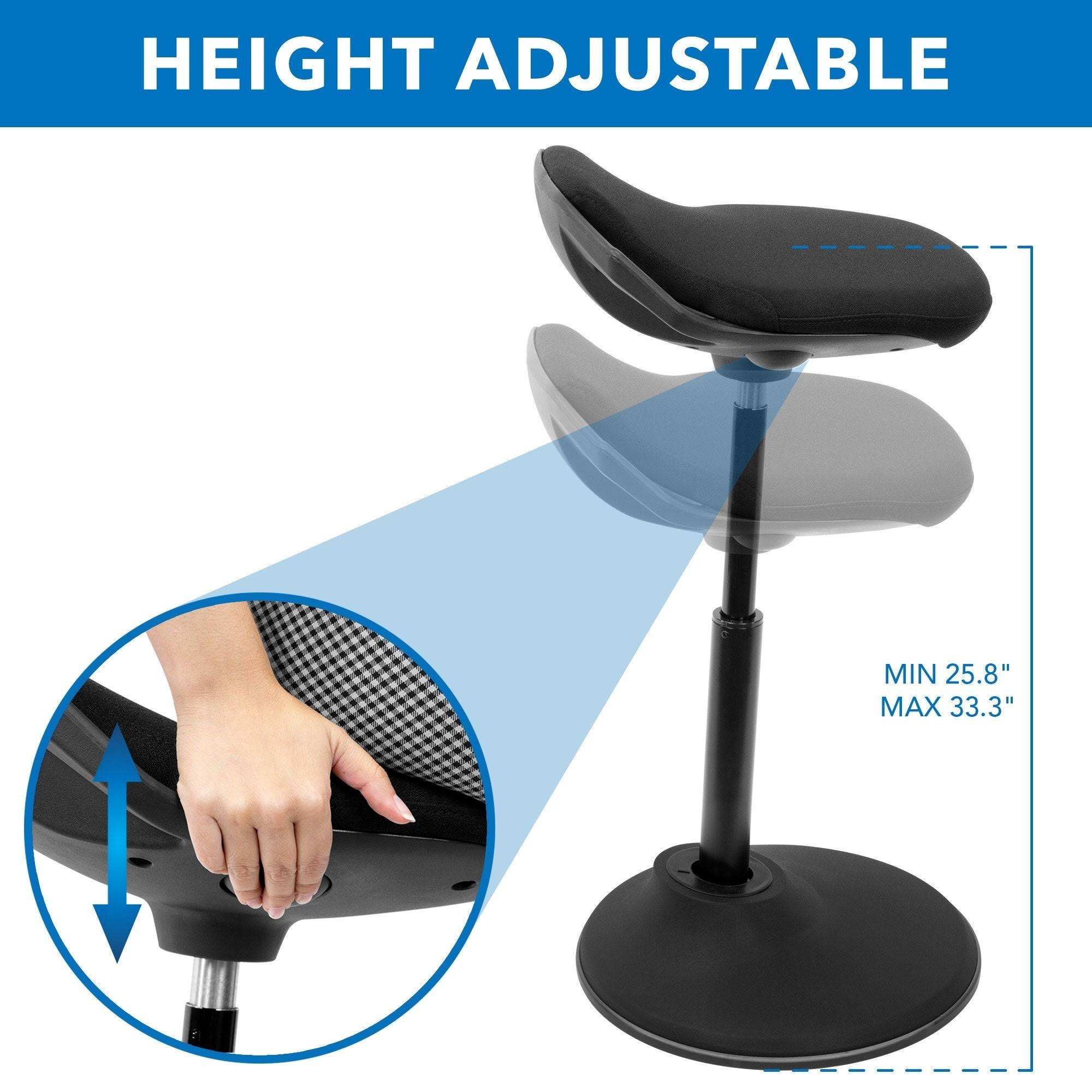 Mount-it! Ergonomic Sit Stand Stool | Height Adjustable Backless Chair, Black