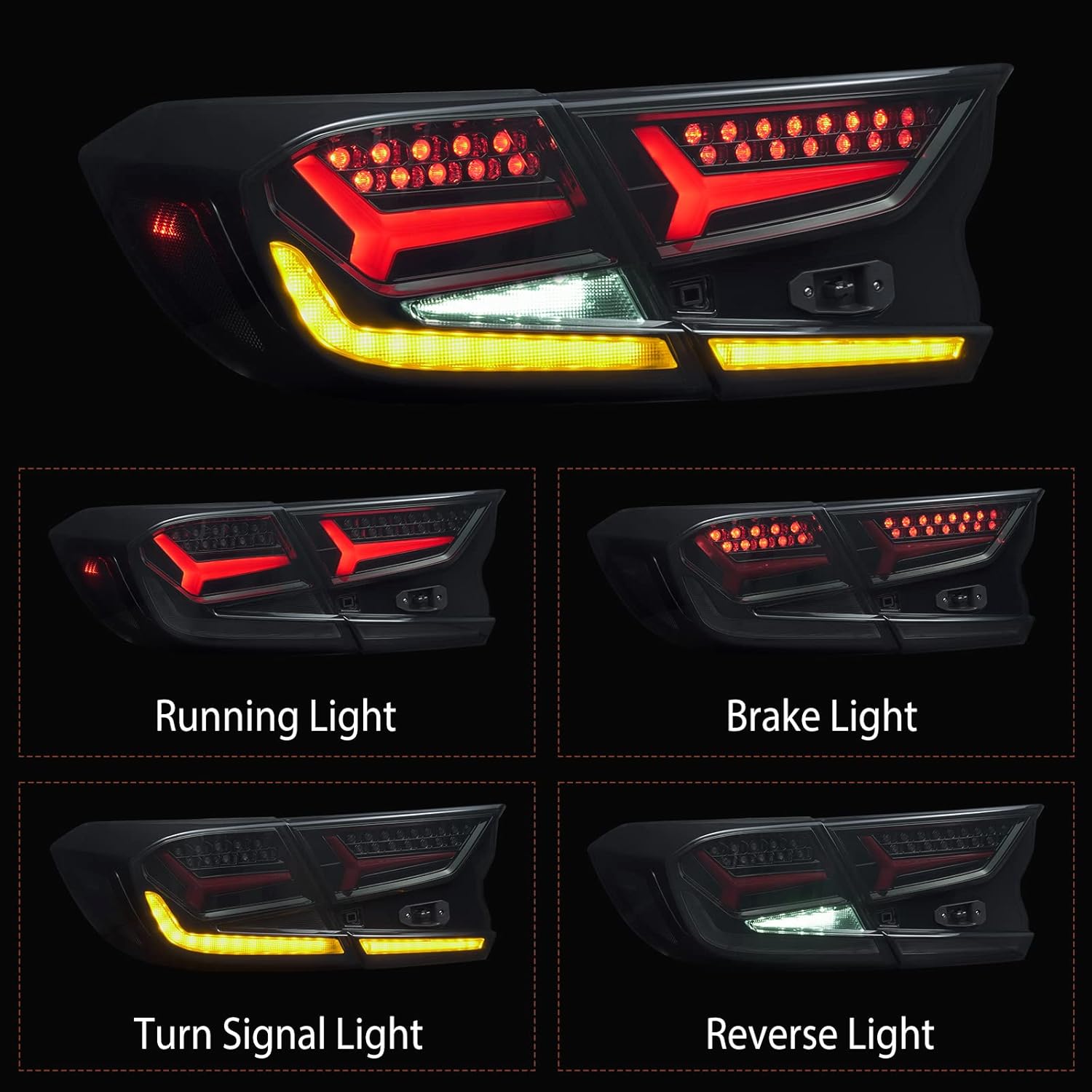 LED Tail Lights For Honda Accord 10th Gen 2018-2021 Turn Signal Lights Animation DRL Sequential Indicator Rear Lamp Assembly Brake Lights