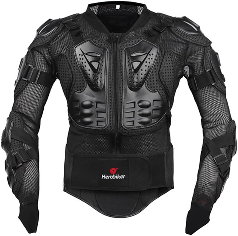 HEROBIKER Motorcycle Full Body Armor Jacket spine chest protection gear Motocross Motos Protector Motorcycle Jacket Armour (Large, black)