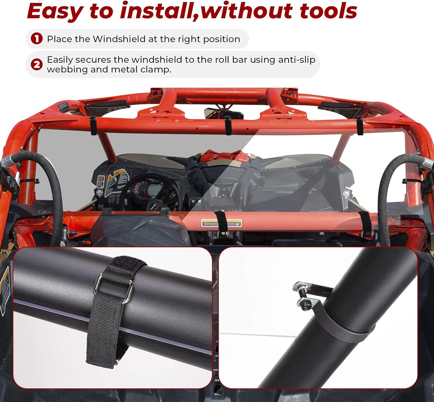 Kemimoto X3 Rear Back Windshield Compatible with 2017-2022 Can Am Maverick X3/ X3 Max PC Heavy Duty Full Clear X3 Back UTV Window