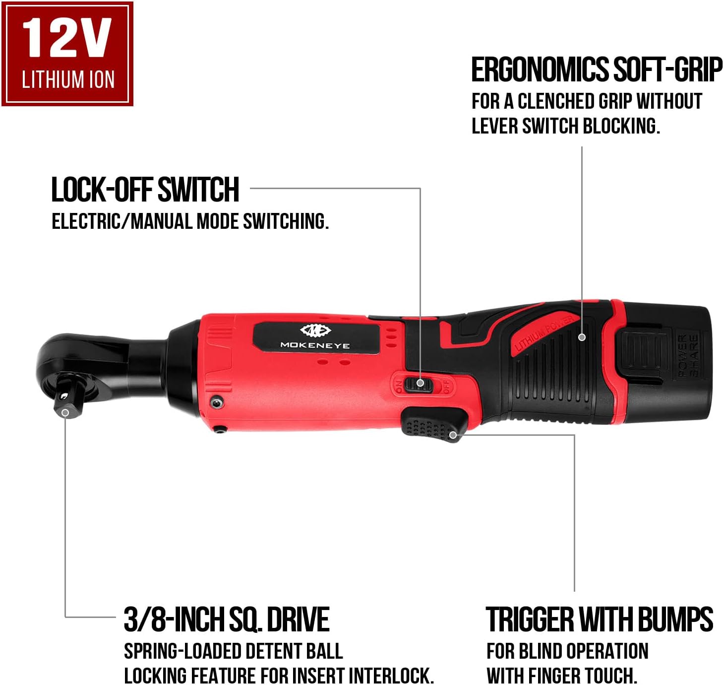 Cordless Electric Ratchet Wrench, 3/8