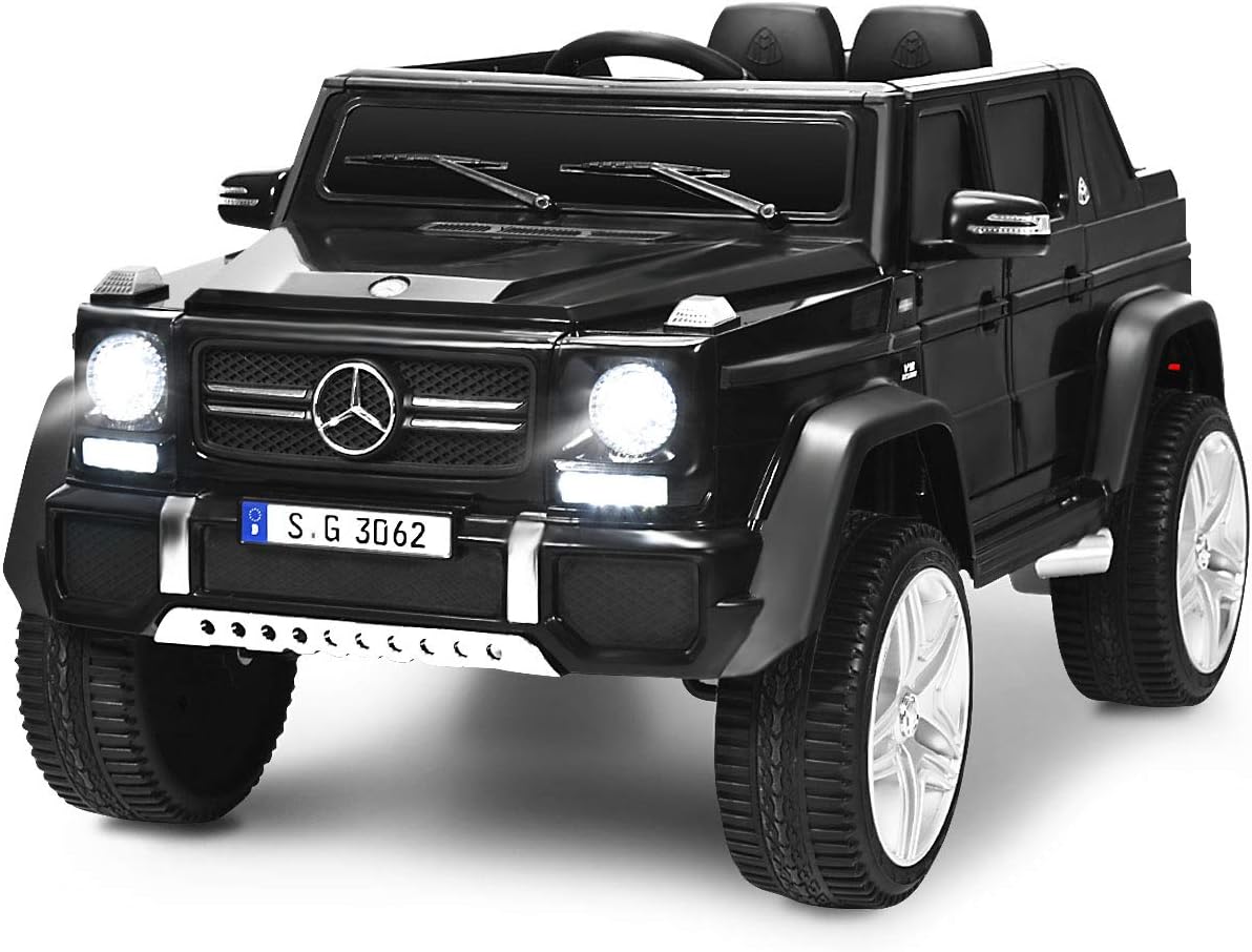 Costzon Ride on Car, Licensed Mercedes-Benz Maybach G650S, 12V Battery Powered Toy w/ 2 Motors, 2.4G Remote Control, 3 Speeds, Lights, Horn, Music, Truck, Electric Vehicle for Kids (White)