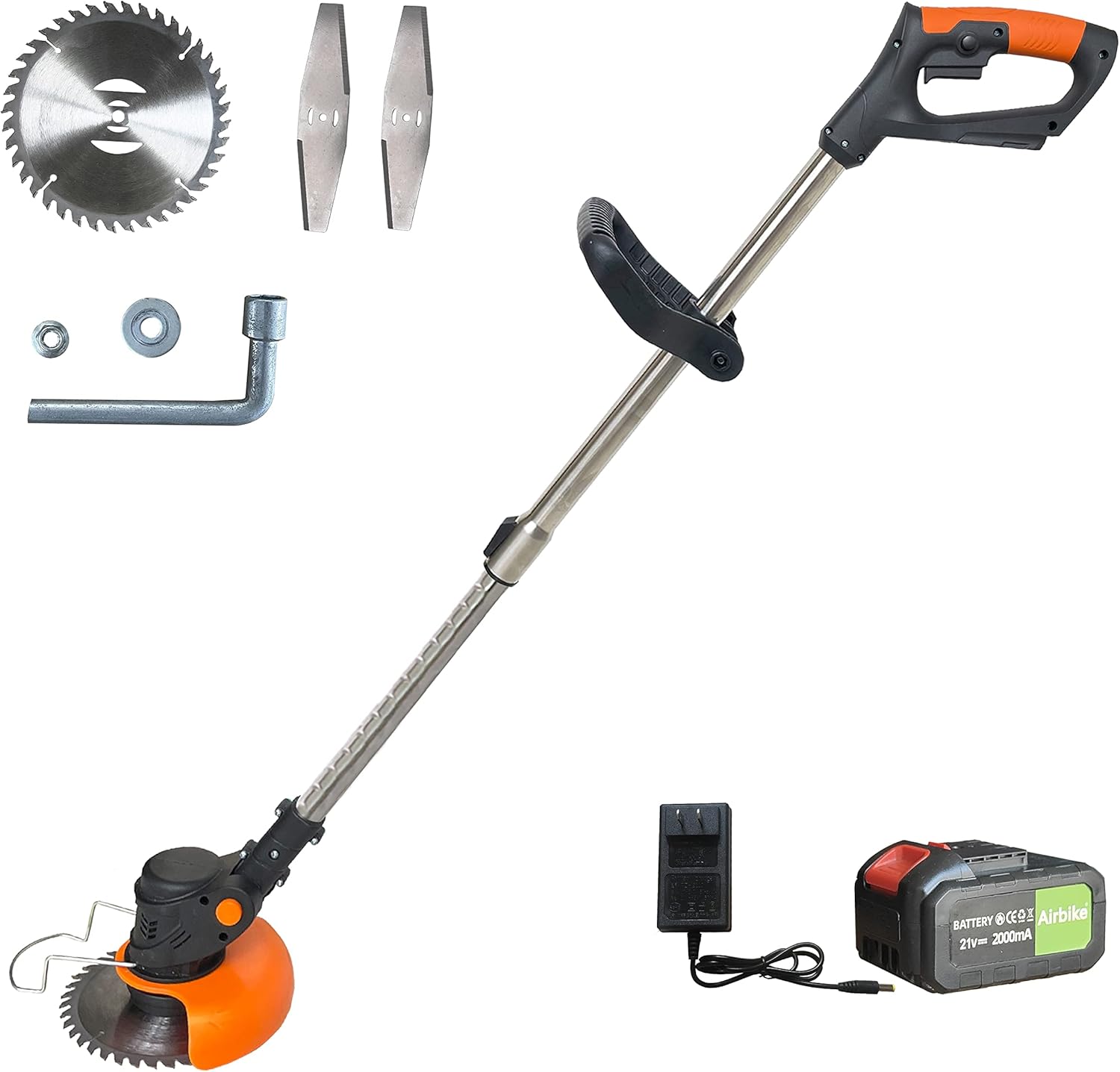 Airbike Brush Cutter Weed Wacker Weed Eater Edger Lawn Tool, Powerful, Lightweight, for Lawn, Yard, Garden, Shrub Trimming and Pruning (Green Tool w/ 2 Batteries)