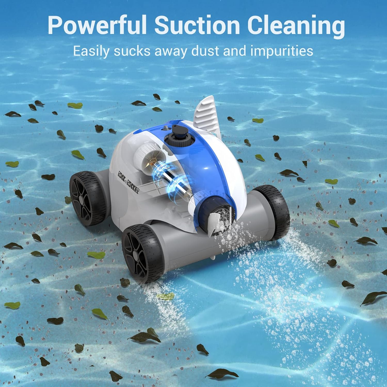 Rock&Rocker Cordless Robotic Pool Cleaner, Automatic Pool Vacuum with 60-90 Mins Working Time, Rechargeable Battery, IPX8 Waterproof for Above/In-Ground Swimming Pools Up to 861 Sq Ft