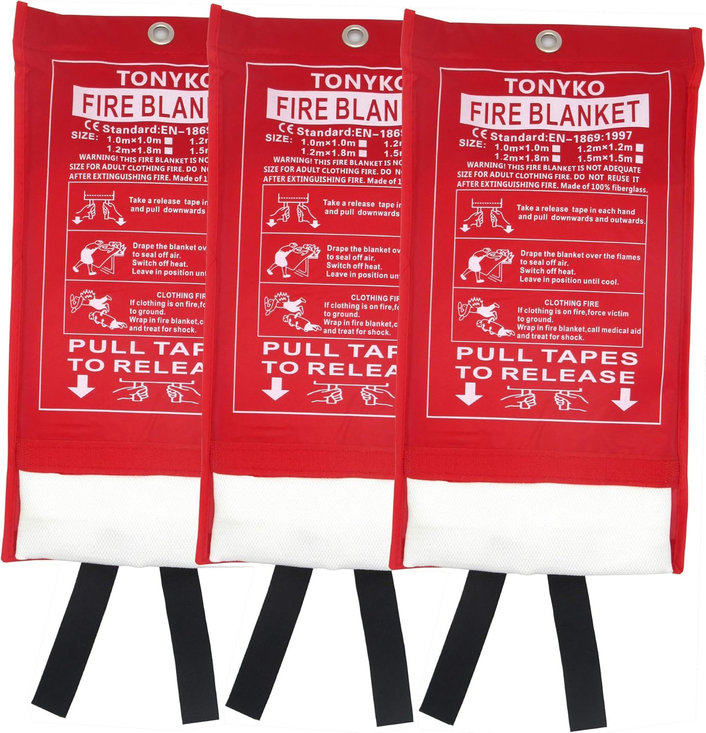 TONYKO 3.9 x 3.9ft Fiberglass Fire Blanket for Emergency Surival, Flame Retardant Protection and Heat Insulation (White-4PACK)