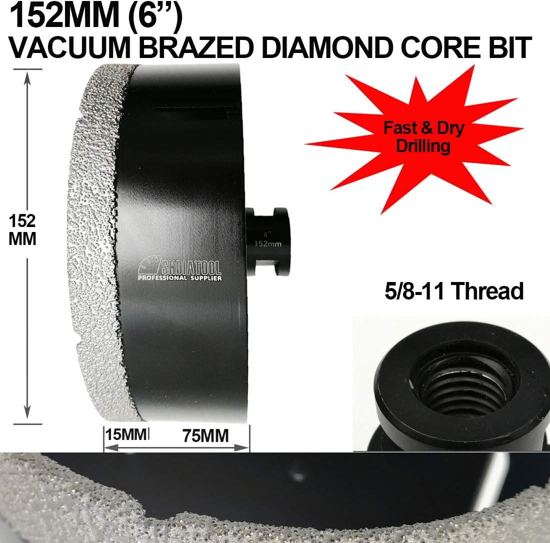 SHDIATOOL Diamond Core Drill Bits 6 Inch for Porcelain Ceramic Tile Marble Brick Vacuum Brazed Hole saw 152mm