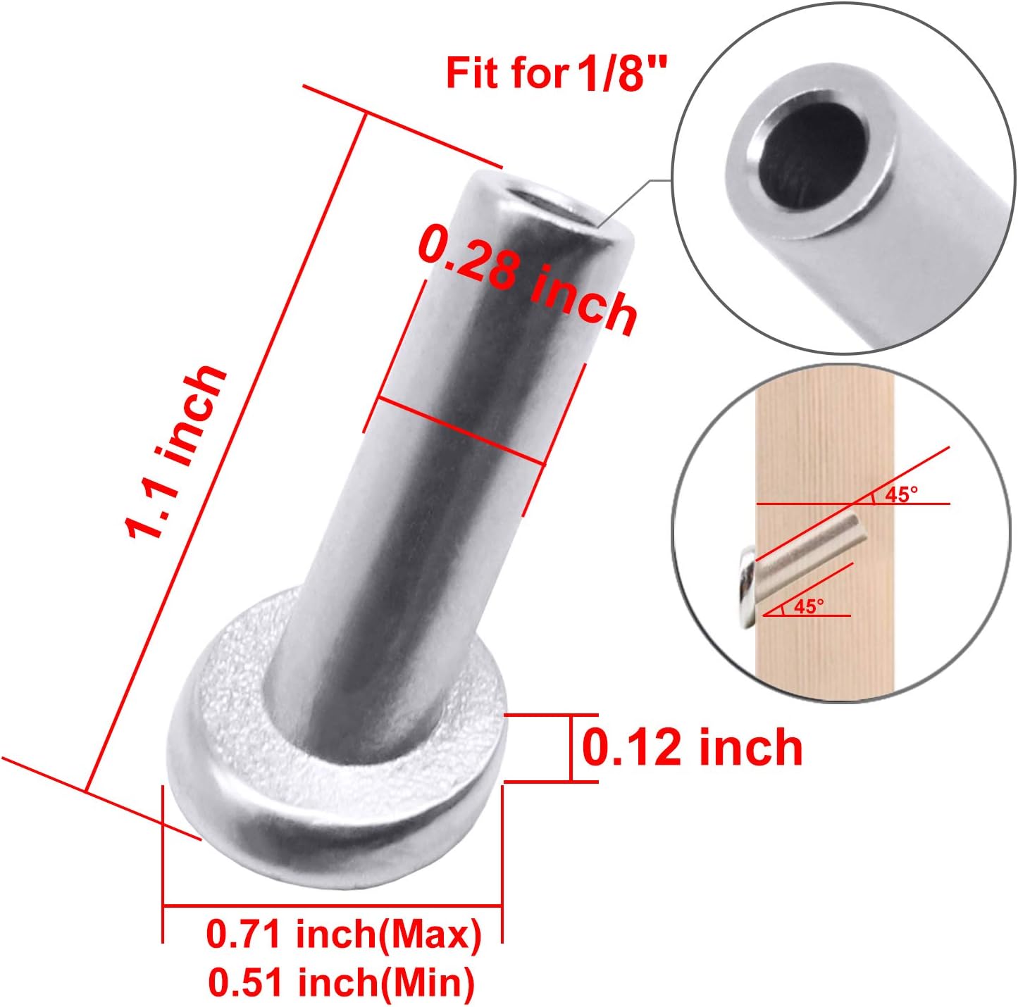 [Patent Design] CKE 40 Pack 45 Degree T316 Marine Grade Stainless Steel Angle Beveled Protector Sleeves Wood Post Protector for 1/8