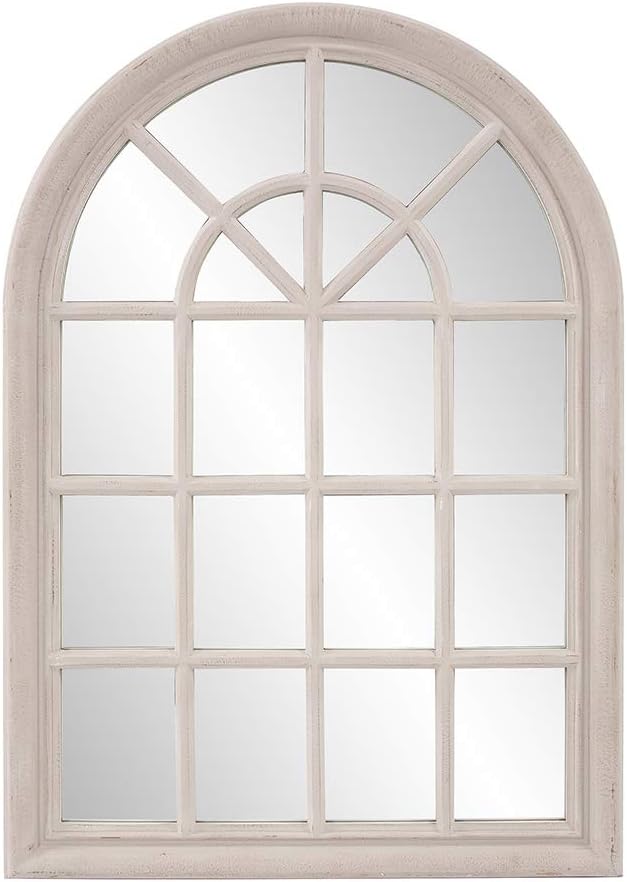 Howard Elliott Fenetre Windowpane Style Accent Wall Mirror, 29 x 41-Inch, Distressed Taupe Lacquer