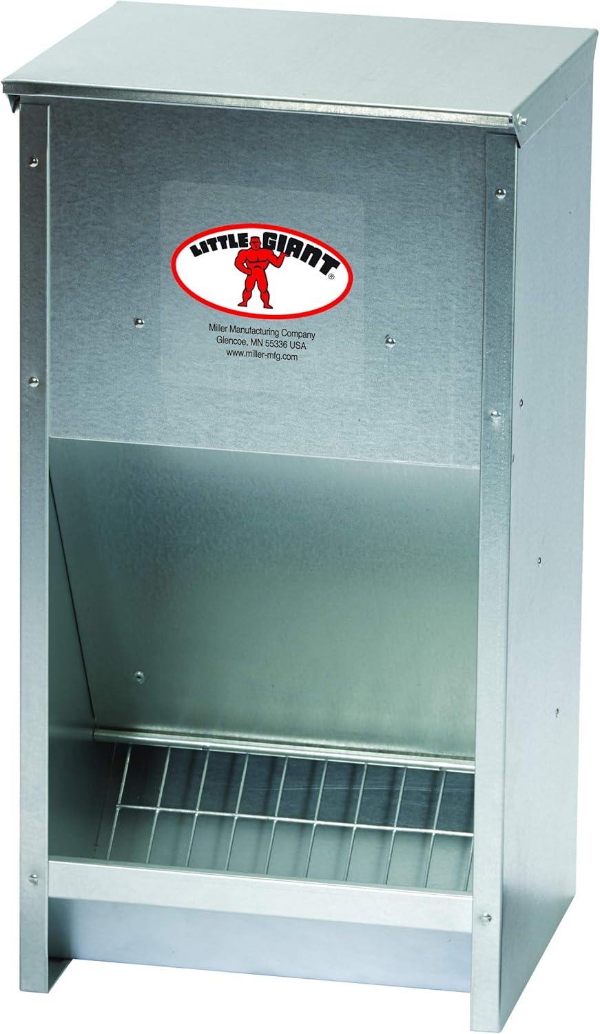 Little Giant Large Steel Poultry Feeder Galvanized High Capacity Poultry Feeder, 25 lbs (Item No. 171267) Pack of 2