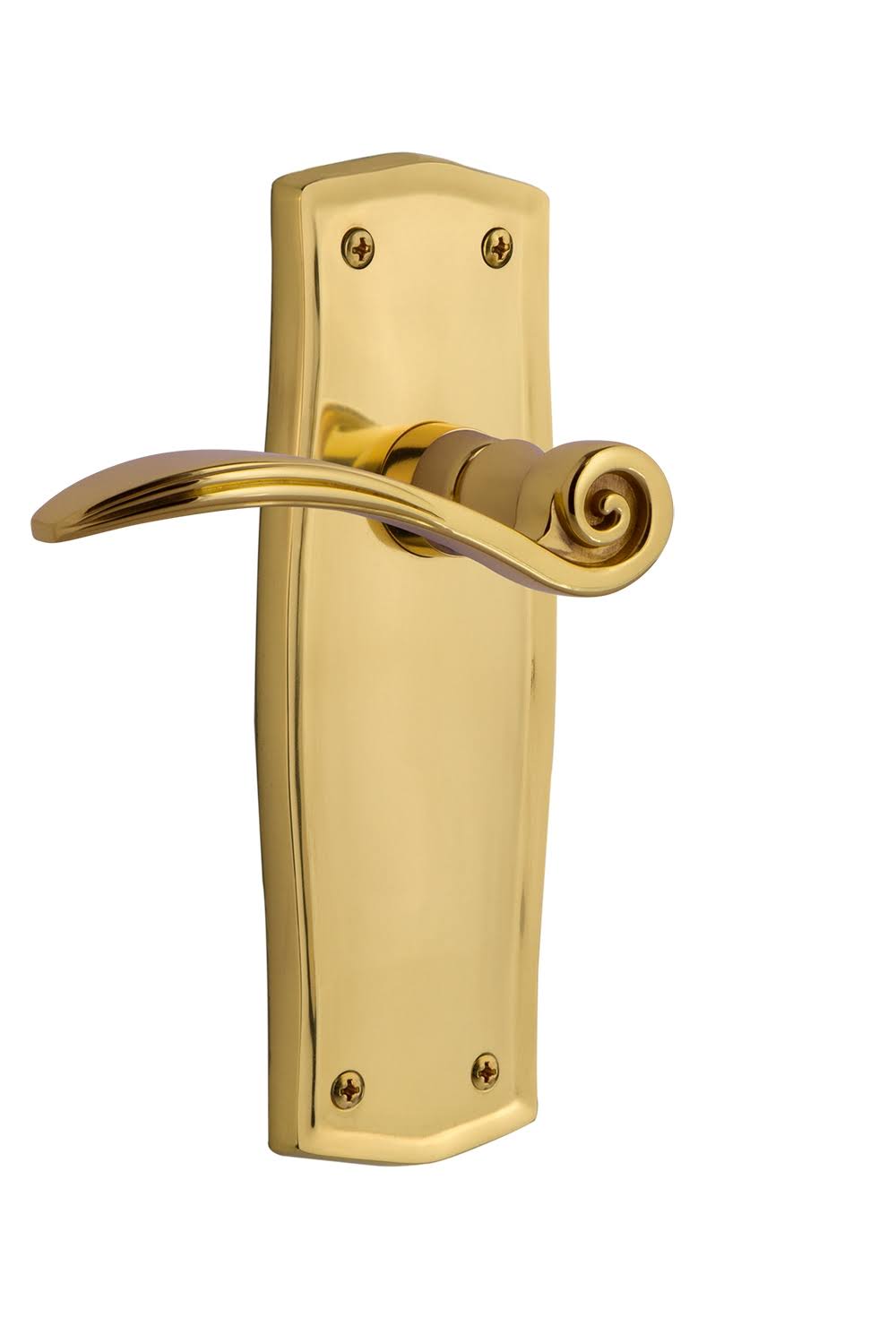 Nostalgic Warehouse PRASWN_PRV_234_NK Swan Privacy Door Lever Set with Prairie R Unlacquered Brass